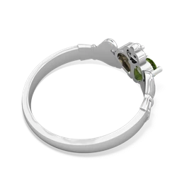 Peridot 'Our Heart' Claddagh 14K White Gold ring R2388