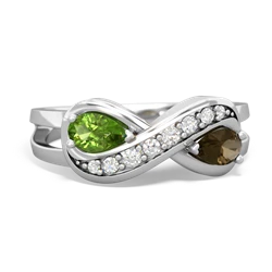 Peridot Diamond Infinity 14K White Gold ring R5390