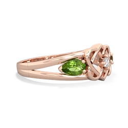 Peridot Hearts Intertwined 14K Rose Gold ring R5880