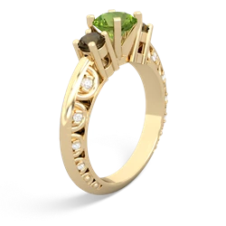 Peridot Art Deco Eternal Embrace Engagement 14K Yellow Gold ring C2003