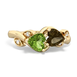 Peridot Floral Elegance 14K Yellow Gold ring R5790