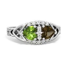 Peridot Sparkling Celtic Knot 14K White Gold ring R2645