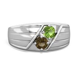 Peridot Men's Streamline 14K White Gold ring R0460