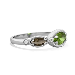 Peridot Milgrain Marquise 14K White Gold ring R5700