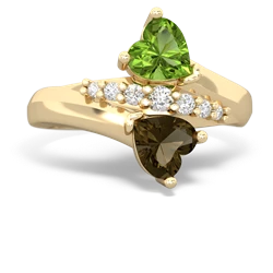 Peridot Heart To Heart 14K Yellow Gold ring R2064