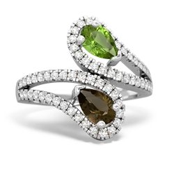 Peridot Diamond Dazzler 14K White Gold ring R3000