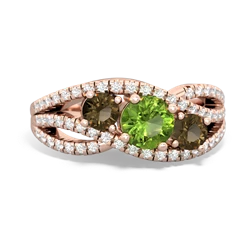 Peridot Three Stone Aurora 14K Rose Gold ring R3080