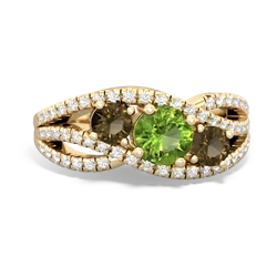 Peridot Three Stone Aurora 14K Yellow Gold ring R3080