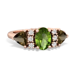 Peridot Antique Style Three Stone 14K Rose Gold ring R2186