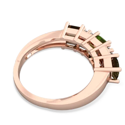 Peridot Three Stone Diamond Cluster 14K Rose Gold ring R2592