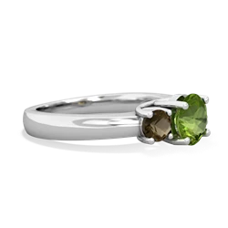 Peridot Three Stone Round Trellis 14K White Gold ring R4018