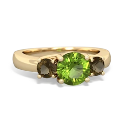 Peridot Three Stone Round Trellis 14K Yellow Gold ring R4018