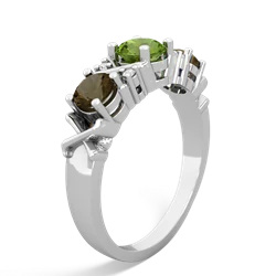 Peridot Hugs And Kisses 14K White Gold ring R5016