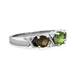 Peridot Hugs And Kisses 14K White Gold ring R5016