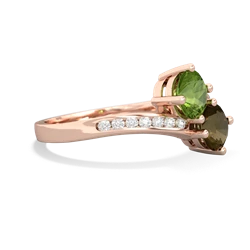 Peridot Channel Set Two Stone 14K Rose Gold ring R5303