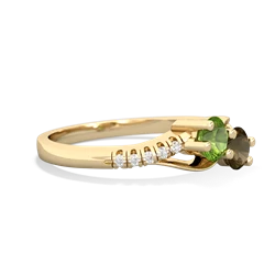 Peridot Infinity Pave Two Stone 14K Yellow Gold ring R5285