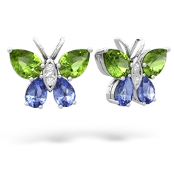 Peridot Butterfly 14K White Gold earrings E2215