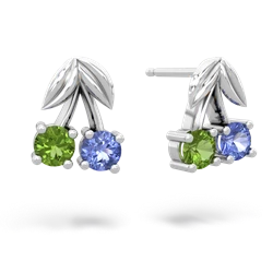 Peridot Sweet Cherries 14K White Gold earrings E7001