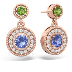 Peridot Halo Dangle 14K Rose Gold earrings E5319