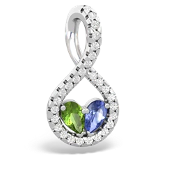 Peridot Pave Twist 'One Heart' 14K White Gold pendant P5360