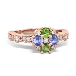 Peridot Sparkling Tiara Cluster 14K Rose Gold ring R26293RD