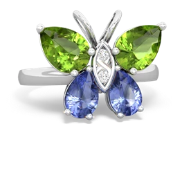 Peridot Butterfly 14K White Gold ring R2215