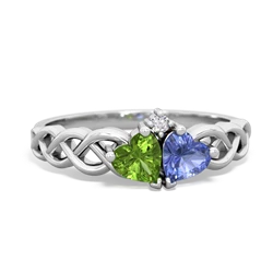 Peridot Heart To Heart Braid 14K White Gold ring R5870