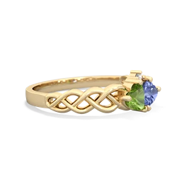 Peridot Heart To Heart Braid 14K Yellow Gold ring R5870