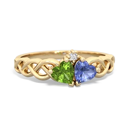 Peridot Heart To Heart Braid 14K Yellow Gold ring R5870