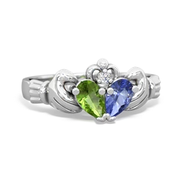 Peridot 'Our Heart' Claddagh 14K White Gold ring R2388