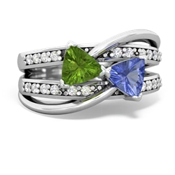 Peridot Bowtie 14K White Gold ring R2360