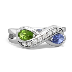 Peridot Diamond Infinity 14K White Gold ring R5390