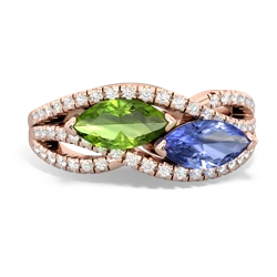 Peridot Diamond Rivers 14K Rose Gold ring R3070