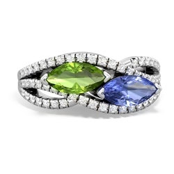 Peridot Diamond Rivers 14K White Gold ring R3070