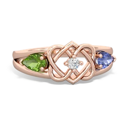 Peridot Hearts Intertwined 14K Rose Gold ring R5880