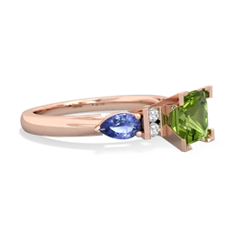 Peridot 6Mm Princess Eternal Embrace Engagement 14K Rose Gold ring C2002