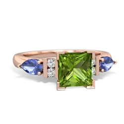 Peridot 6Mm Princess Eternal Embrace Engagement 14K Rose Gold ring C2002