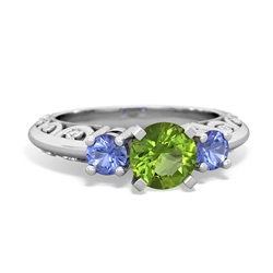 Peridot Art Deco Eternal Embrace Engagement 14K White Gold ring C2003