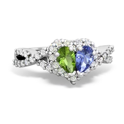 Peridot Diamond Twist 'One Heart' 14K White Gold ring R2640HRT