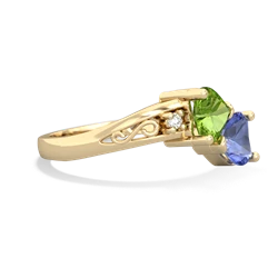 Peridot Snuggling Hearts 14K Yellow Gold ring R2178