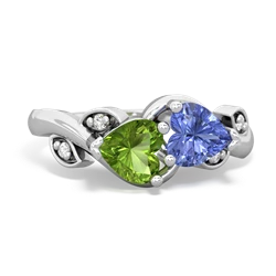 Peridot Floral Elegance 14K White Gold ring R5790