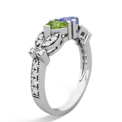 Peridot Diamond Butterflies 14K White Gold ring R5601