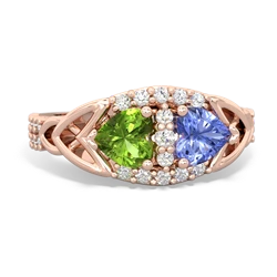 Peridot Sparkling Celtic Knot 14K Rose Gold ring R2645