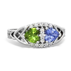 Peridot Sparkling Celtic Knot 14K White Gold ring R2645