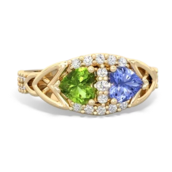 Peridot Sparkling Celtic Knot 14K Yellow Gold ring R2645