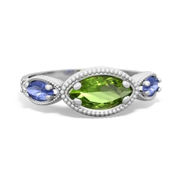 Peridot Milgrain Marquise 14K White Gold ring R5700