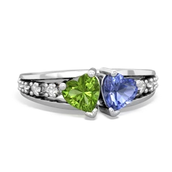 Peridot Heart To Heart 14K White Gold ring R3342