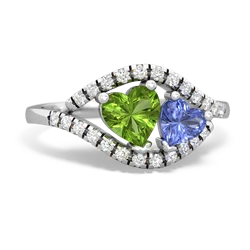 Peridot Mother And Child 14K White Gold ring R3010