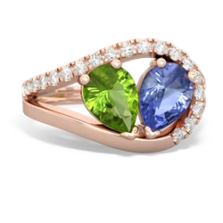 Peridot Nestled Heart Keepsake 14K Rose Gold ring R5650