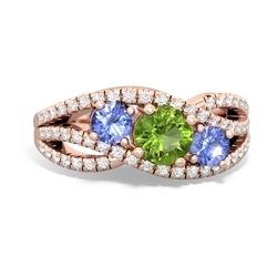 Peridot Three Stone Aurora 14K Rose Gold ring R3080